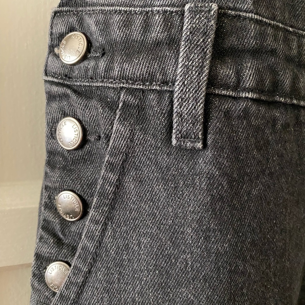 Listicle NWT Black Denim Midi Overall Bib Dress Size S Small - Picture 9 of 11